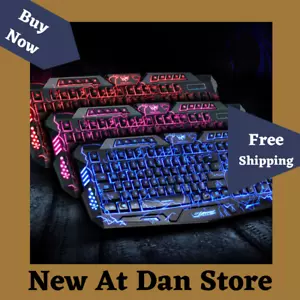Gaming Setup mit J10 dreifarbiger Hintergrundbeleuchtung Tastatur Set & farbenfrohe leuchtende Maus - Bild 1 von 7