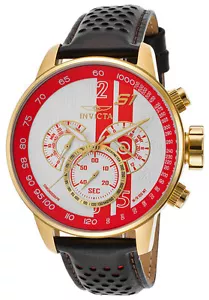 Invicta 19906 S1 Rally GMT Chronograph Black Leather White-Red Dial Men's Watch - Picture 1 of 3