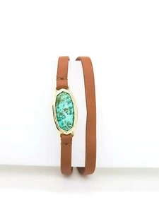 NEW KENDRA SCOTT Framed Dani Gold Sea Green Chrysocolla Gemstone Wrap Bracelet - Picture 1 of 3