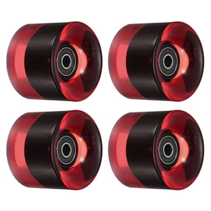 60mm Long board Ruedas con Rodamientos ABEC-9, 4pzs 80A, Transparente Rojo Negro - Imagen 1 de 5
