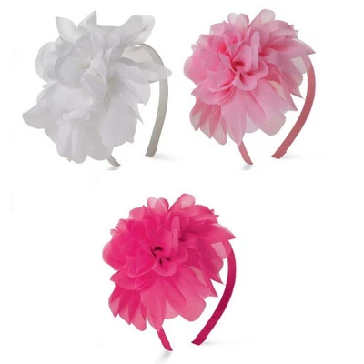 全新 Mud Pie CHIFFON FLOWER BIG GIRL 头带 热粉色或白色或粉红色 礼物 — 第 1/2 张图片