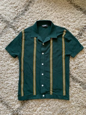 Vintage Paul Jones Shirt Mens Small Striped 70s  Short Sleeve Button up Knit - Image 1 of 4