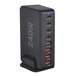 240W USB C Desk Charging Station,Fast Charger Adapter For MacBook/iPad Air Pro - Picture 1 of 9