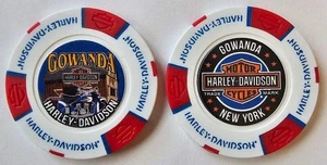 GOWANDA HARLEY-DAVIDSON (NY) Full Color White/Red Poker Chip - Bild 1 von 3