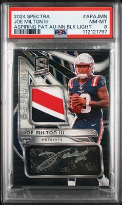 2024 SPECTRA ASPIRING PATCH AUTO NEON BLACK LIGHT JOE MILTON III RC /10 PSA 8 - Image 1 of 2