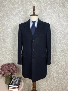 Canali Black Wool Flannel Solid Italian Topcoat Overcoat Coat 42, EU 52 - Picture 1 of 13