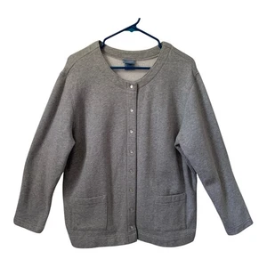 Classic Elements Women's Fleece Jacket XL Gray Snap Front Pockets Cardigan - Picture 1 of 14