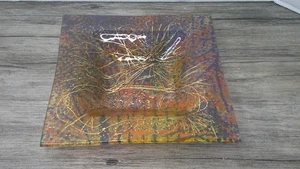 VTG. MCM Higgins glass marked ash tray colorful blue, green. gold orange purple - Picture 1 of 15