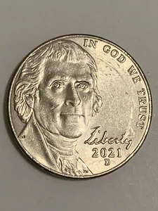 Moneda de 5 centavos de níquel Thomas Jefferson 2021-D. - Imagen 1 de 2