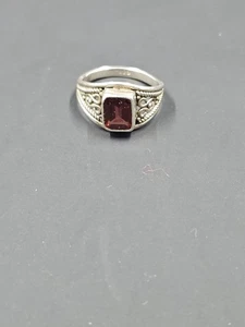 Sterling Silver & Wine Garnet Womens Ring Size 5.5 - Picture 1 of 5