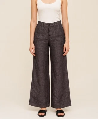 Брюки Cabi серые 100% льняные расклешенные брюки Lagenlook офисный размер 12 - Изображение 1 из 4