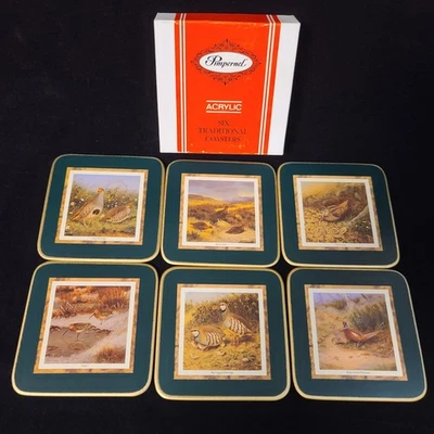Juego de 6 Posavasos Pimpinela Trasero de Corcho - Pájaros de Juego - Hecho en Inglaterra Foto 1 de 4