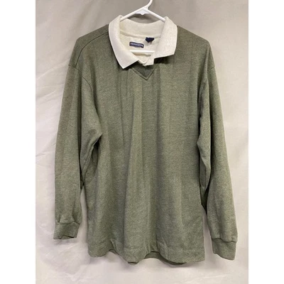 Camisa polo Knightsbridge para hombre manga larga verde oliva cuello blanco XL Foto 1 de 4