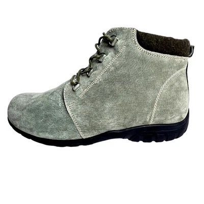 Botas al tobillo Propet de cuero con cordones y cremallera verdes talla 9,5 X (2E) anchas Foto 1 de 4