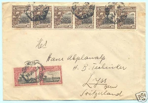 1924 MOZAMBIQUE COMPANY COTTON (13 STAMPS) & SUGAR COVER TO SWITZERLAND - Picture 1 of 2