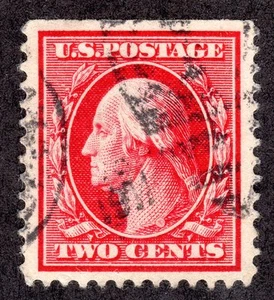 US # 375 (1910) 2c, Used, Grade: XF - Washington w/1911 canc. - Picture 1 of 2