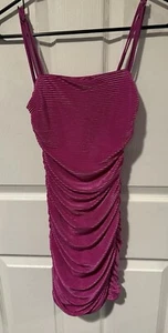 Lucy in the Sky ribbed Bodycon Dress Size XS pink Spaghetti Straps ruched NWT - Picture 1 of 7