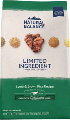 Natural Balance Limited Ingredient Lamb & Brown Rice Recipe Dry Dog Food, 24lb