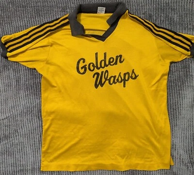 复古 20 世纪 80 年代 Ringer 运动装 Polo "Golden Wasps" 尺寸 L 42-44 — 第 1/4 张图片