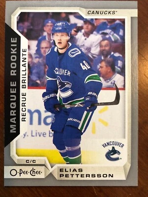 18-19 UD Series 2 Opee Chee Marquee Rookie Silver Parallel #611 Elias Pettersson - Image 1 of 2