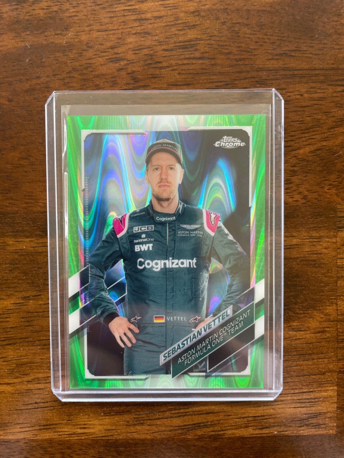 2021 Topps Chrome Formula 1 Sebastian Vettel #7 Green Raywave Portrait #d 68/99