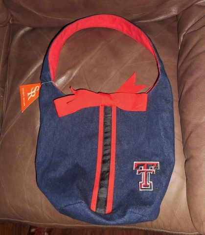 TEXAS TECH TT TOTE BAG PURSE SHOULDER BAG RED RIBBON BOW, VERY CUTE! NEW  NWT! Cover