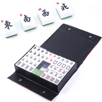 Chinese Mahjong Set 144 Tiles Mah Jong English Characters Games Large 3cm - Image 1 of 4