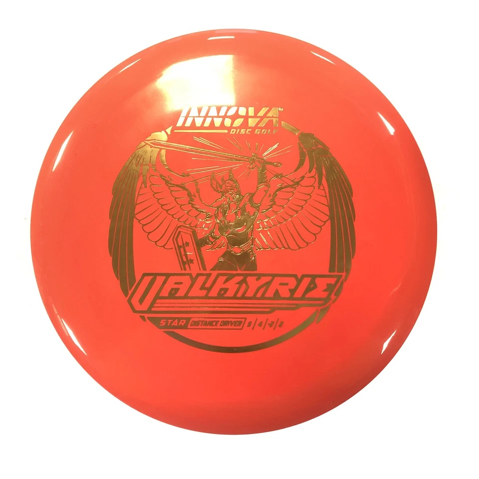 DISC GOLF INNOVA STAR VALKYRIE STABLE LONG DISTANCE DRIVER 167g PEACH W/ GOLD - Image 1 of 1