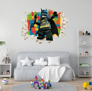 Batman - 3D Smashed Wall Effect - Wall Decal For Nursery  bedroom Decoration - Picture 1 of 5