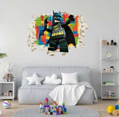 Batman - Efecto de pared roto 3D - Calcomanía de pared para decoración de dormitorio infantil Foto 1 de 4