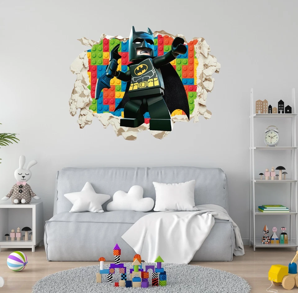 Batman - Efecto de pared roto 3D - Calcomanía de pared para decoración de dormitorio infantil Foto 1 de 4