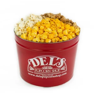 2 Gallon Popcorn Tin Gift - 3 Kinds (Cheese/Caramel/Salt & Butter) Gourmet Popco - Picture 1 of 12