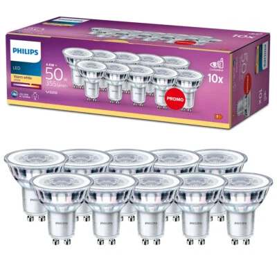 Lot de 10 ampoules LED Classic GU10 4,6W 2700K chaud 355lm 36D Philips