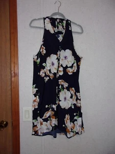Unbranded (Gently Used) Blue with White Floral Dress Size Large - Picture 1 of 2
