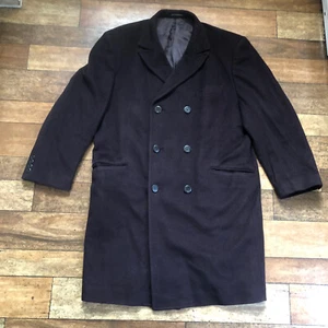 Kent & Curwen Brown Wool & Cashmere Coat Size XL Double Breasted Smart Long Mens - Picture 1 of 12