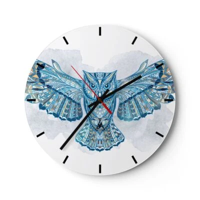 Horloge murale en verre 30x30cm Chouette Ailes faune graphique Wall Clock - Photo 1/4