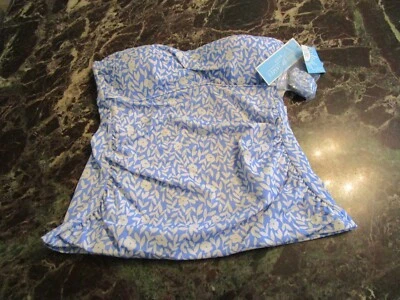 DRAPER JAMES Lands End AZUL E BRANCO FLORAL SEM ALÇAS TANKINI TAMANHO PEQUENO - Imagem 1 de 4