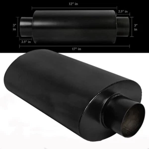 Universal Black Steel Muffler For Honda Acura 3" Oval Exhaust Performance - Picture 1 of 1