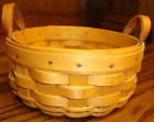 2002 Longaberger Basket Small Round w/Leather Handles No liner~Signed Dated  731
