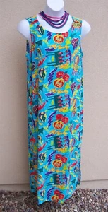 XID Xtreme Island Design abito tubino hawaiano vintage taglia XL teiera rayon lungo USA - Foto 1 di 11