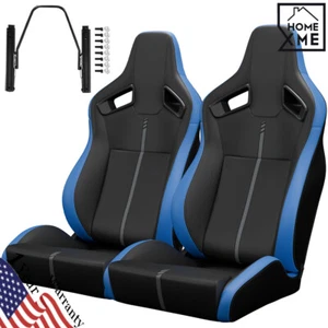 2PCS For Nissan Car Racing Seats Adjustable Reclinable With Slider PVC Leather - Picture 1 of 15