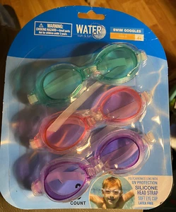 Water Sun & Fun Swim Goggles Child Size 4+. 3 Count Latex Free New! - Picture 1 of 4