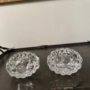Pair of Orrefors Crystal Raspberry Votive Candle Holders 4.5” Wide SWEDEN - Picture 1 of 5