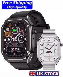 SUPER LUXURY MEN'S SMARTWATCH AMOLED CLASSIC 2025 DUAL STRAP STEEL FITNESS IP67 - Picture 1 of 20