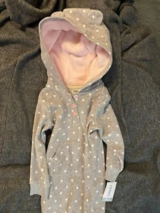 NWT Carter's Baby Girl Long Sleeve Hooded One-Piece Warm Suit Polka Dots & Fox - Picture 1 of 4