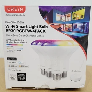 OREiN Matter Smart Light Bulb BR30 Remote Control Music Sync Color Change 4-Pack - Picture 1 of 7