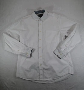 Savile Row Shirt Mens Medium White Classic Fit Paisley Interlining Smart Career - Picture 1 of 8