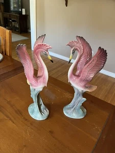 Vintage 1950’s matched pair pink flamingos Brad Keeler MCM 15” Pristine Cond - Picture 1 of 17