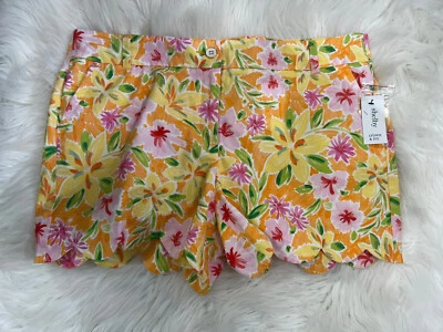 Pantalones Cortos Crown & Ivy Algodón Shelby Dobladillo Festoneado 16 Nuevos con Etiquetas Rosa Floral Hibisco Foto 1 de 4