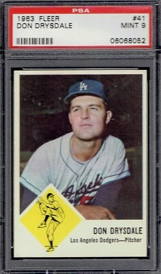 Fleer 41 Don Drysdale 1963 patio.  PSA 9 COMO NUEVO.  (TX8052). Foto 1 de 2